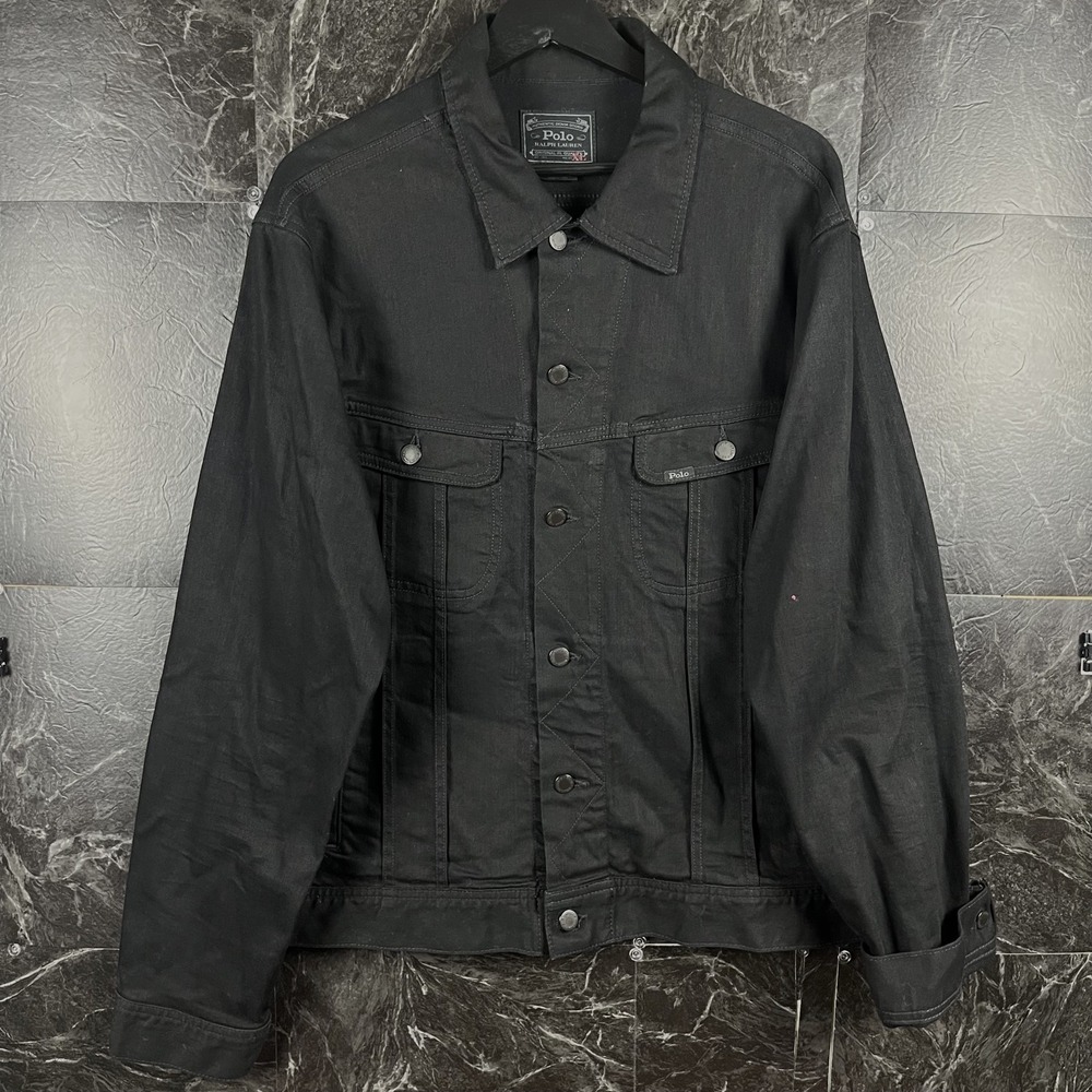 Polo Ralph Lauren Men's Black Trucker Denim Jacket XL -Flaws